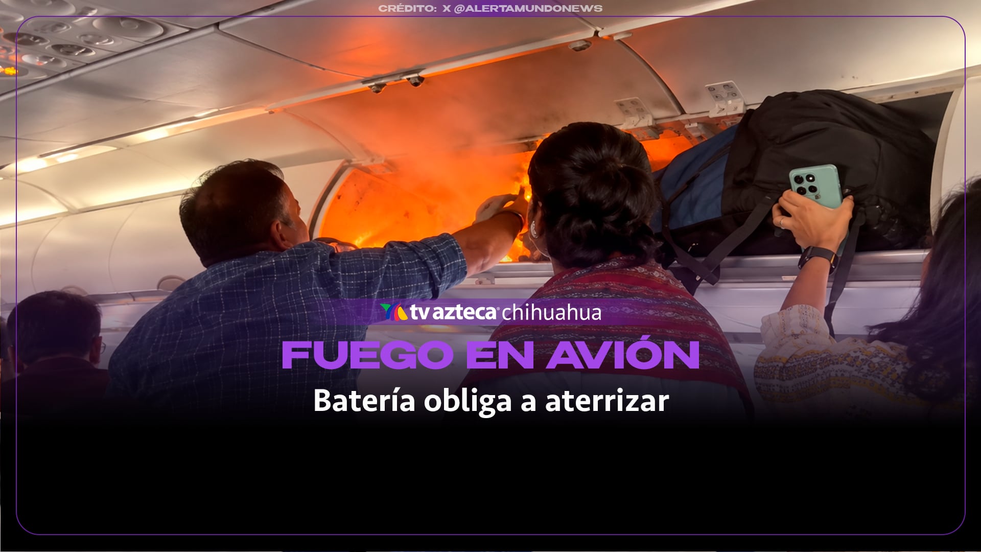 VIDEO: batería portátil se incendia en pleno vuelo y obliga a aterrizar de emergencia