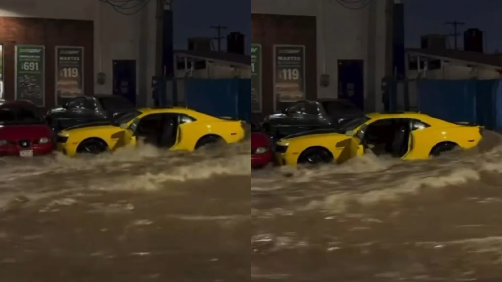 VIDEO: corriente arrastra vehículo y a conductor en avenida Tecnológico de Chihuahua